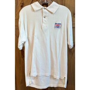 Vintage Diet Pepsi Polo Mens L White Vantage USA Made 80s Single Stitch Logo